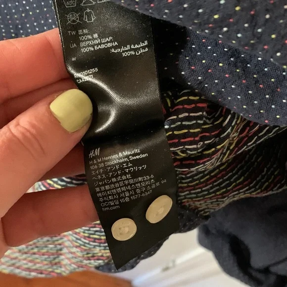 H&M Dark Blue Shirt with Multicolor Dots - Picture 6 of 8
